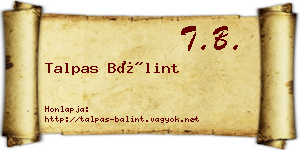 Talpas Bálint névjegykártya